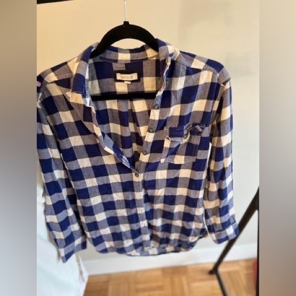 aerie Tops - Aerie extra small oversized blue flannel shirt